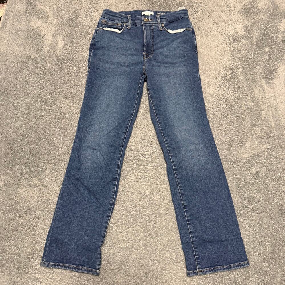 Good American Jeans Womens 6 /28 (27x26) Good Legs Straight Stretch Blue Denim